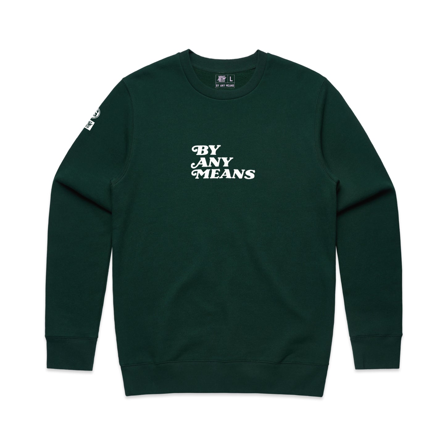 BY ANY MEANS PULLOVER CREWNECK PINE GREEN - ADULT