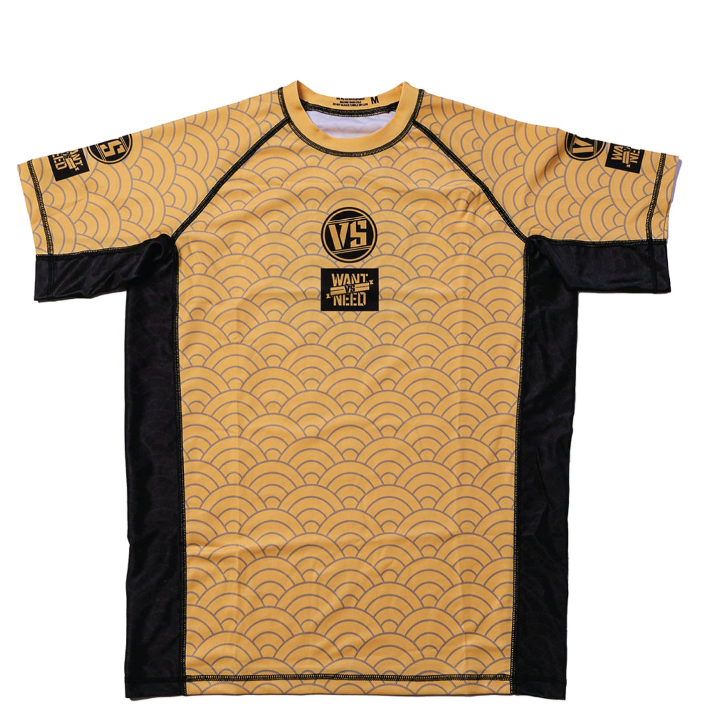 WANT VS NEED SHORT SLEEVE RASHGUARD - YELLOW-GOLD