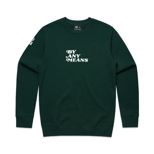 BY ANY MEANS PULLOVER CREWNECK PINE GREEN - ADULT